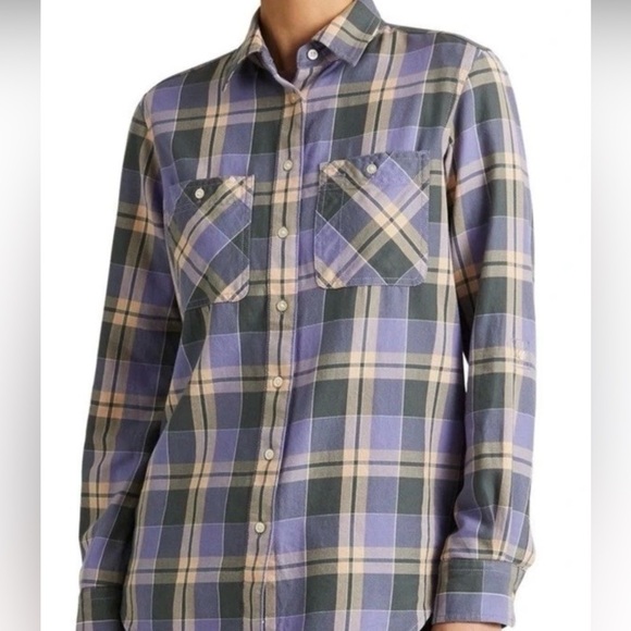 Ralph Lauren Tops - Lauren Ralph Lauren 100% Cotton Lavender, Green & Peach Plaid Button-Up size XL